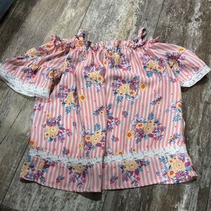 Floral Striped Kids Top 7/8